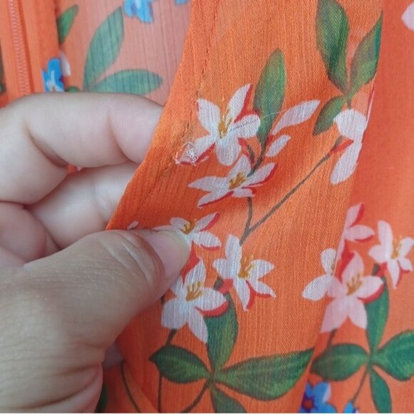 Calvin Klein Orange Floral High Low Dress - Picture 15 of 16